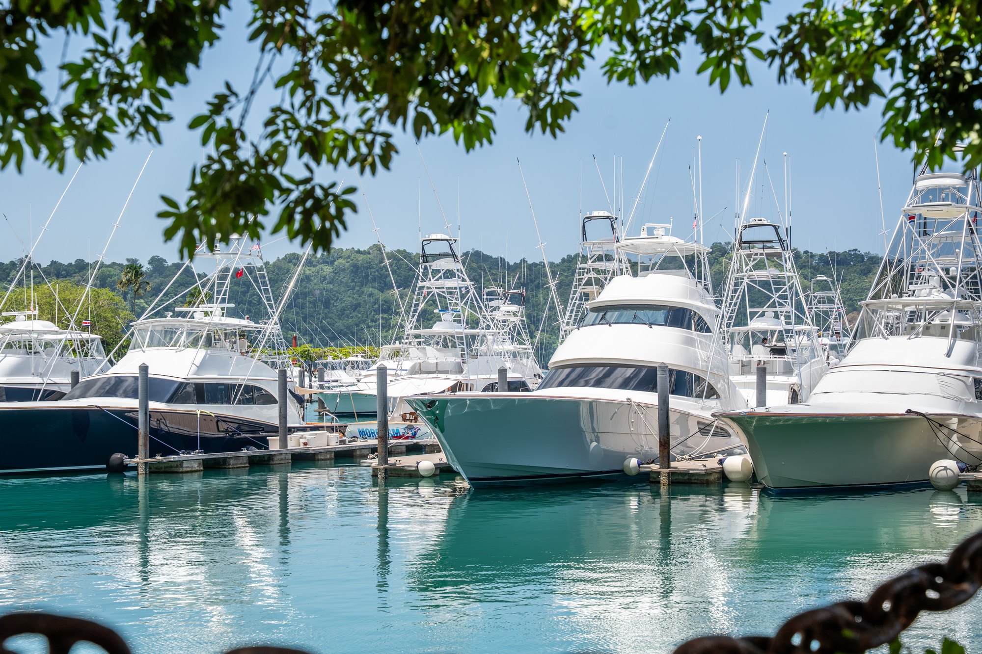 Yates atracados en la marina, detalle