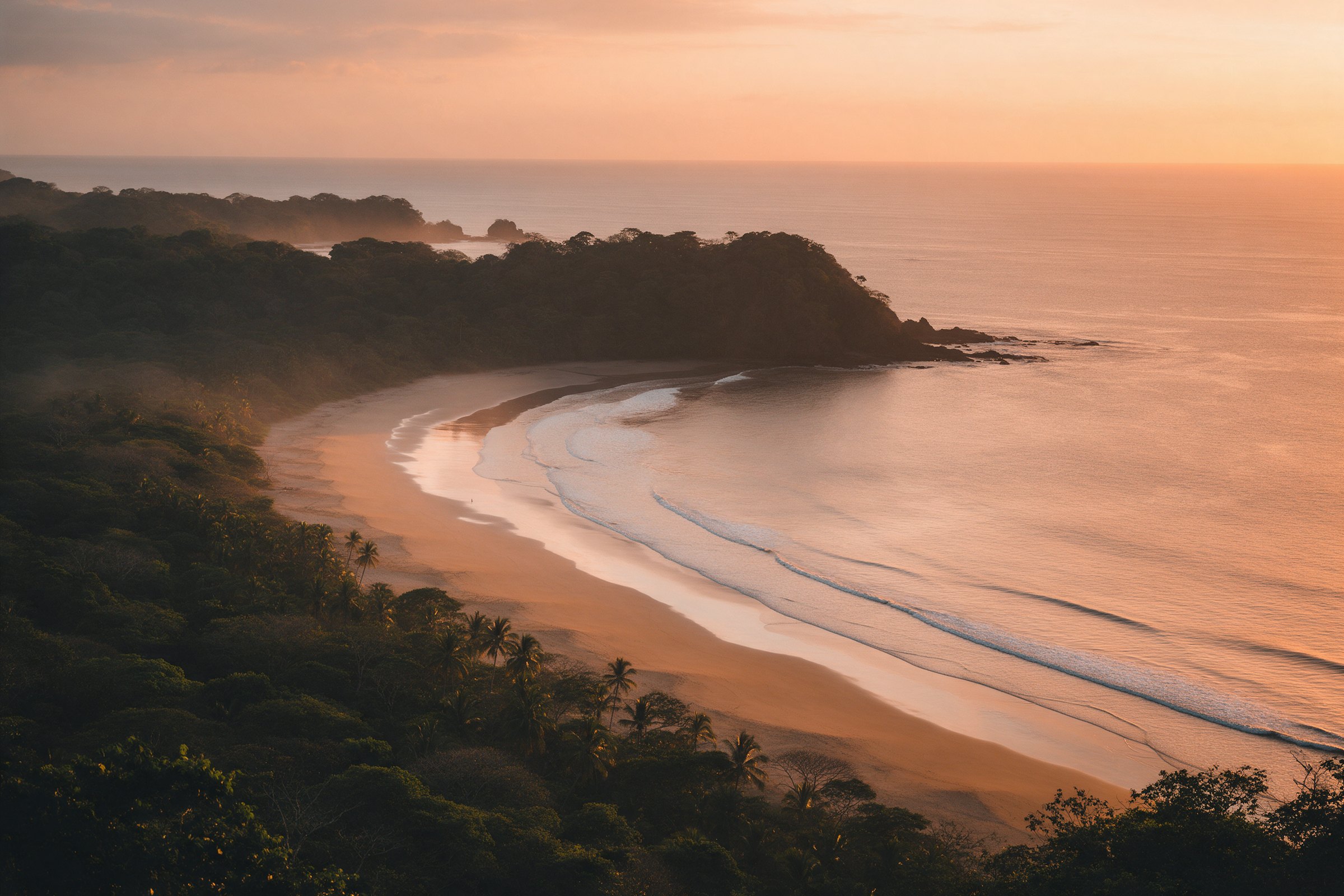 Bahía y selva vistas desde lo alto al atardecer
